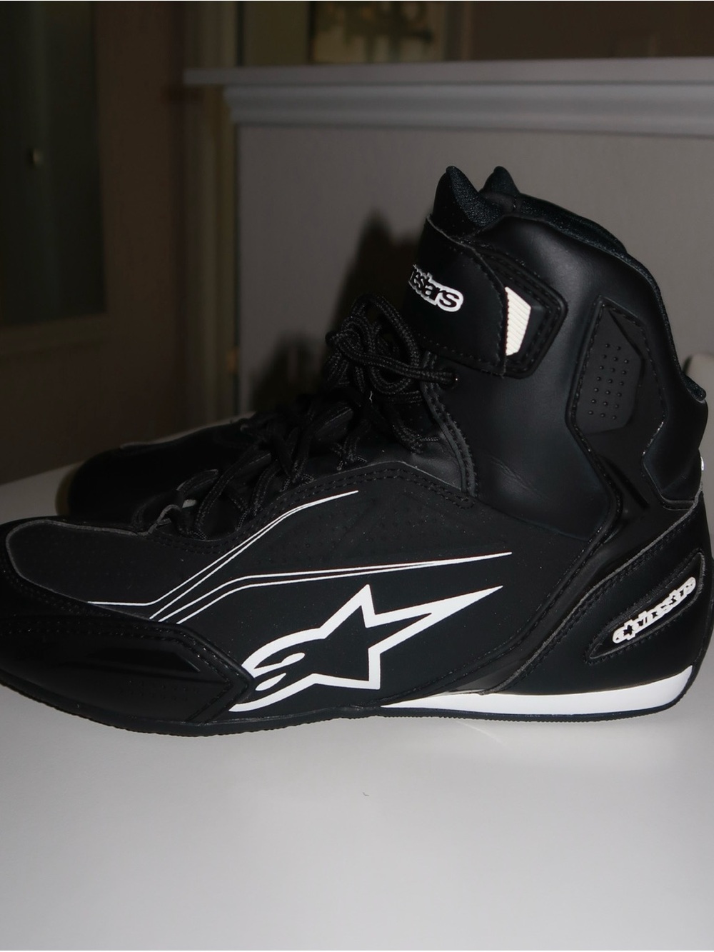 Alpinestars Black High-Top Motorcycle Sneakers with White Logos
